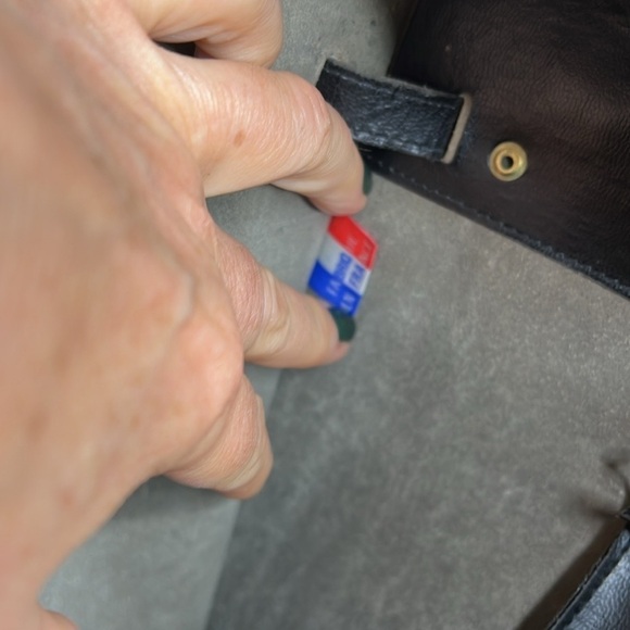 Vintage Large Black Leather Sellier Style Handbag Made in France - Picture 13 of 14